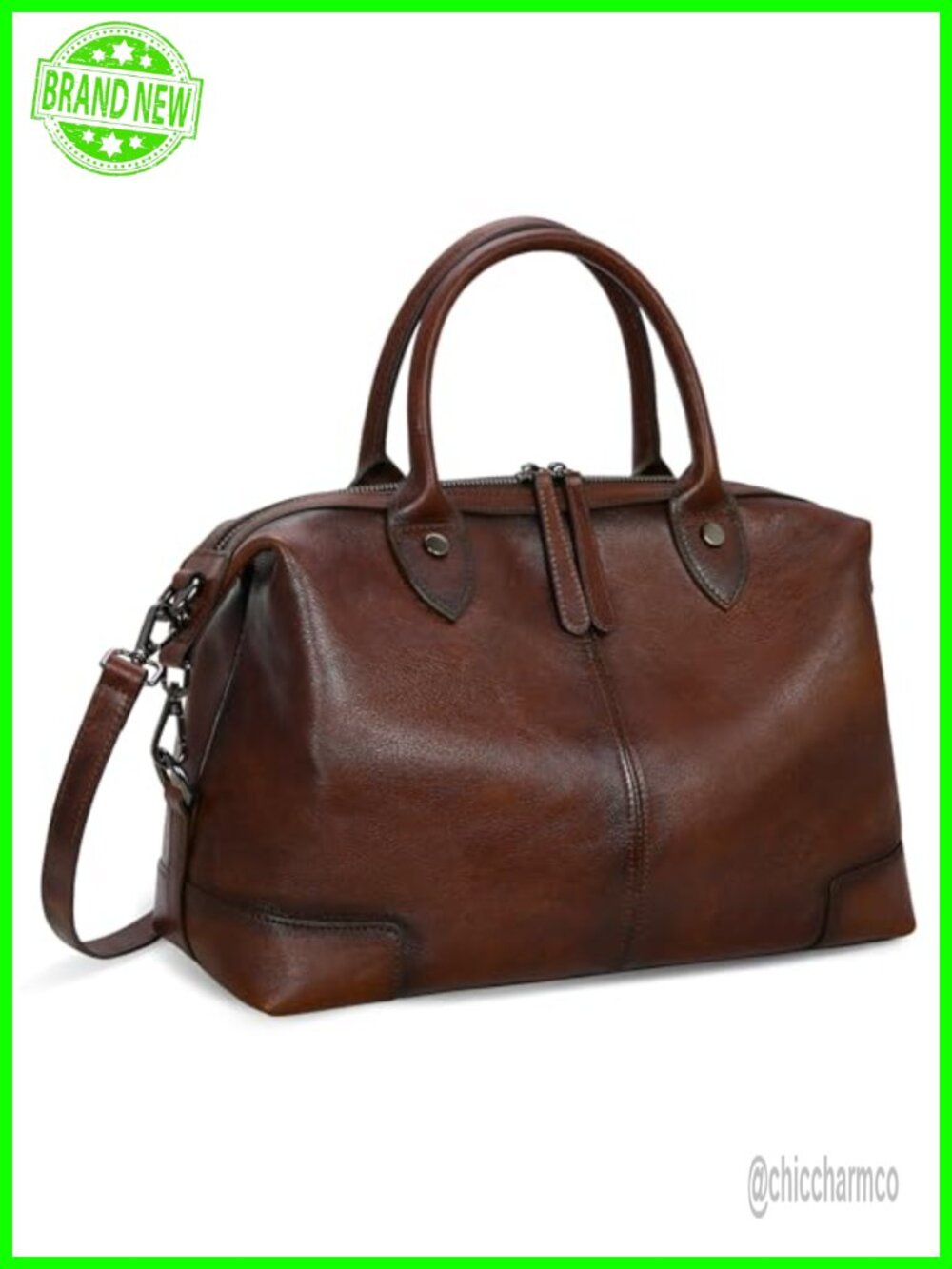 Genuine Leather Satchel Tote Bag Large Doctor Purse Crossbody